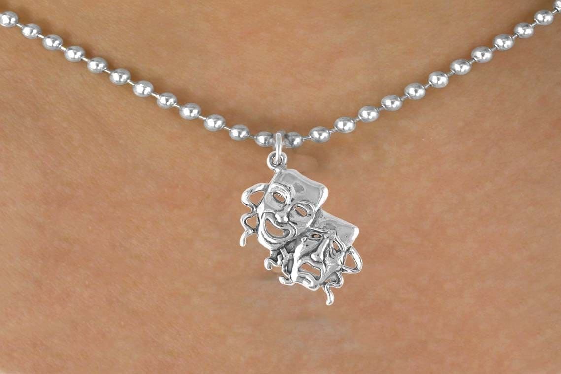 Comedy and Tragedy Mask Necklace