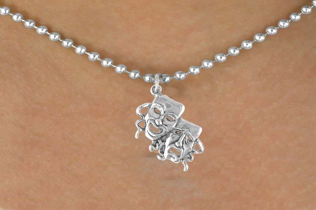 Comedy and Tragedy Mask Necklace