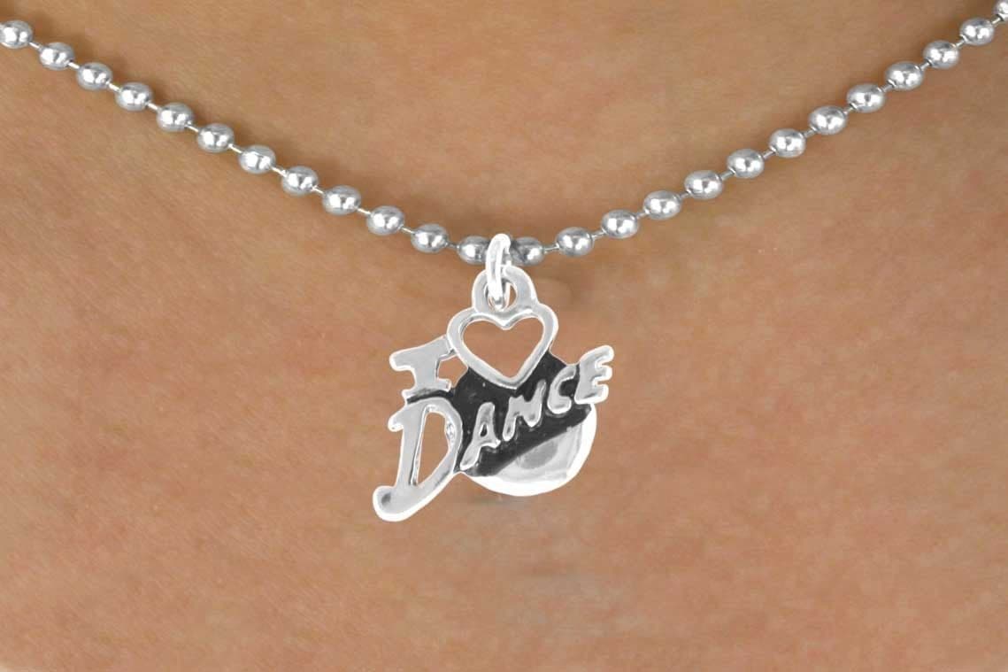 I Heart Dance necklace (silver tone)