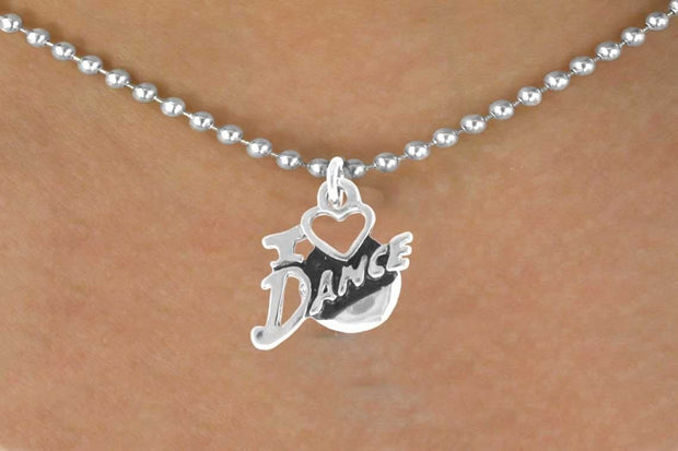 I Heart Dance necklace (silver tone)