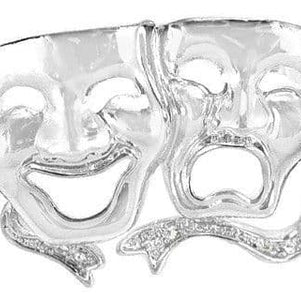 Silver Tone Comedy and Tragedy Mask