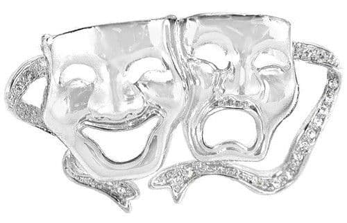 Silver Tone Comedy and Tragedy Mask