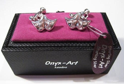 Solid Sterling Silver comedy & tragedy cufflinks