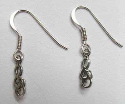 Sterling Silver miniature treble clef earrings