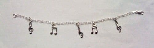 Sterling Silver music charm bracelet