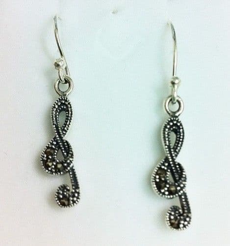 Sterling Silver small treble clef earrings